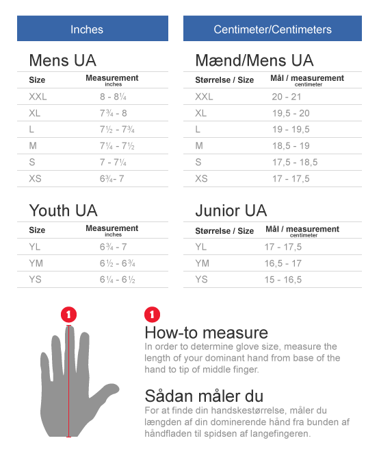 Under Armour size charts